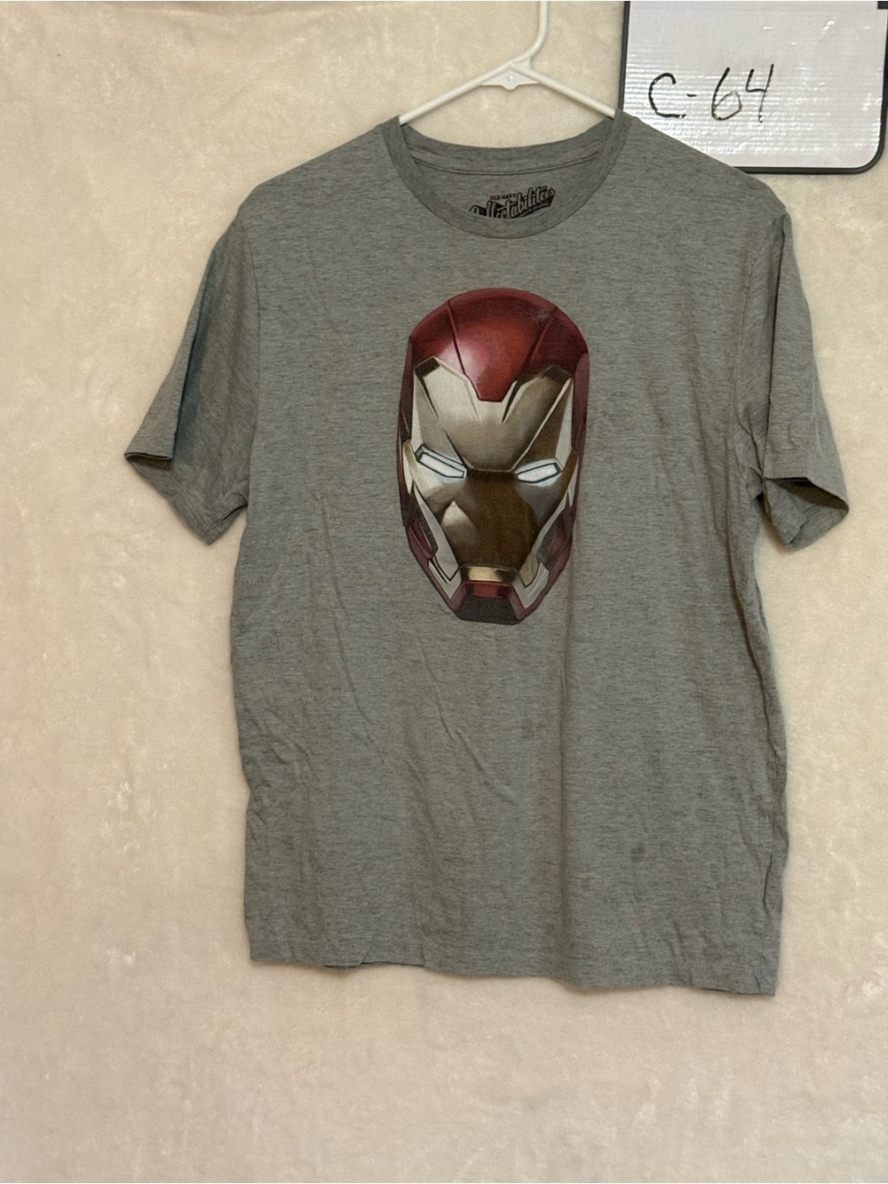 Old Navy Gray Iron Man Helmet Graphic Tee